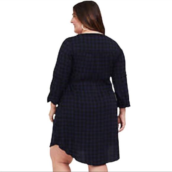 Torrid Navy Gingham Drawstring Challis Shirt Dress Medium -  Large - Picture 2 of 13